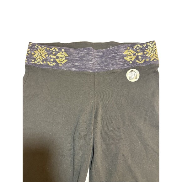 PINK Yoga Victoria’s Secret Metallic Bling Embellish Waistband Black Pants Large - Picture 6 of 6
